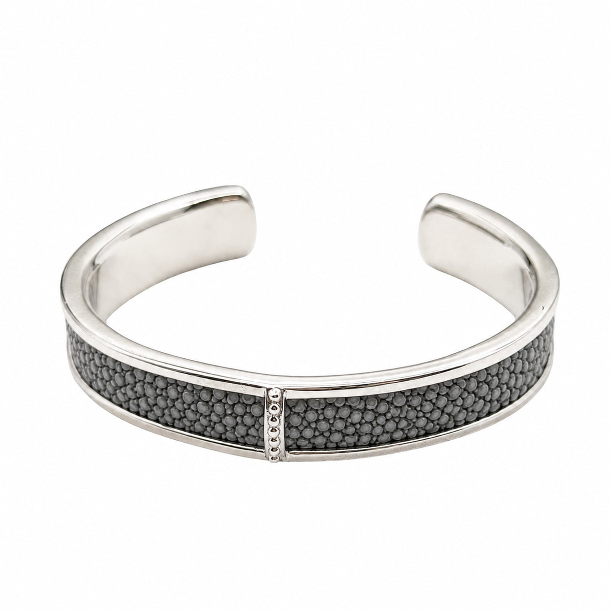 BREE Silver Shagreen Inlay Cuff