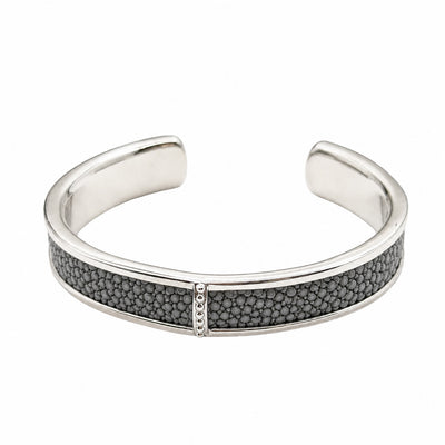 BREE Silver Shagreen Inlay Cuff