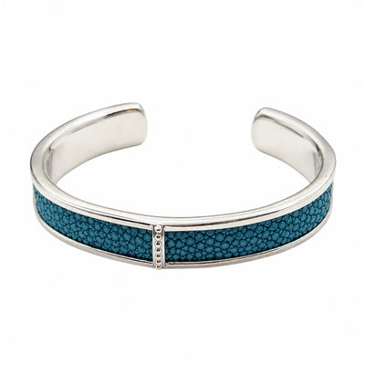 BREE Silver Shagreen Inlay Cuff