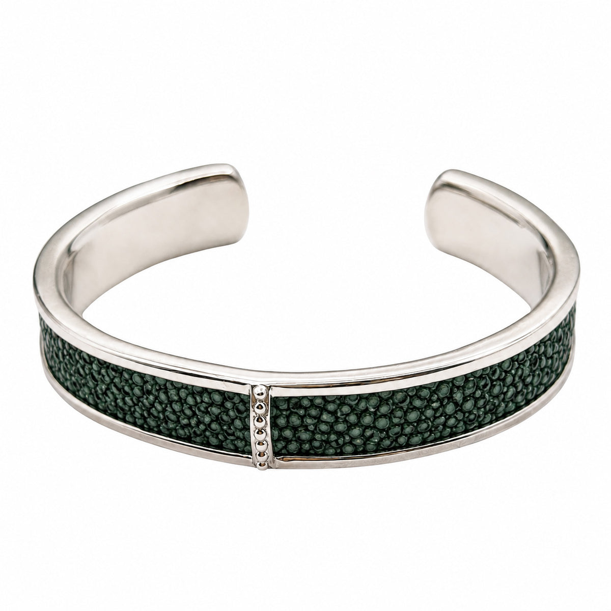 BREE Silver Shagreen Inlay Cuff