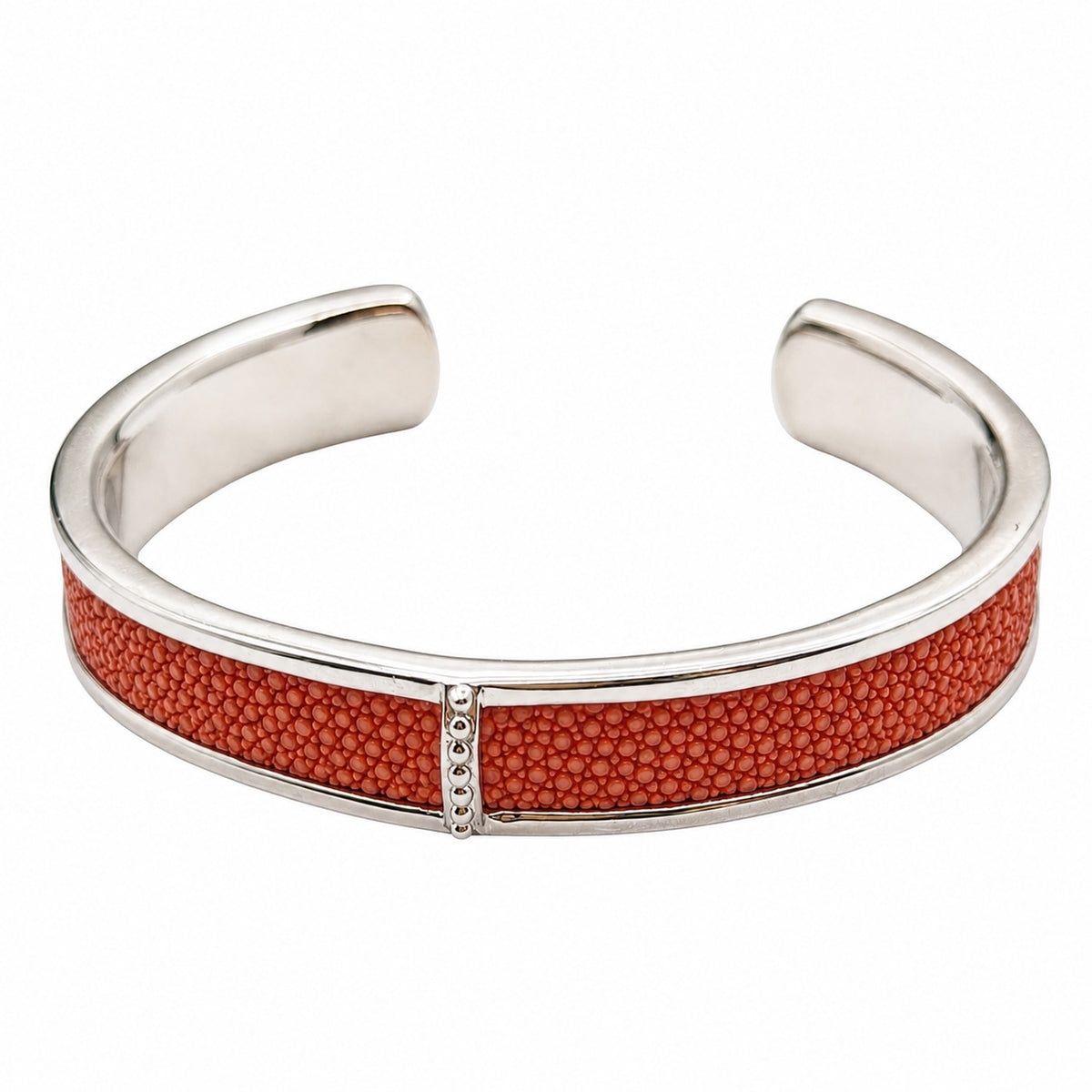 BREE Silver Shagreen Inlay Cuff