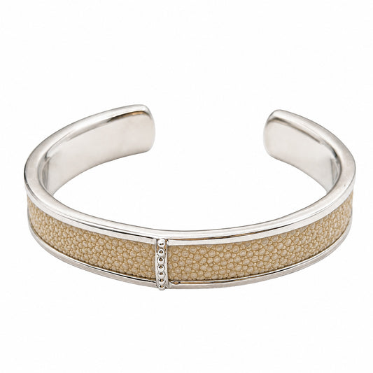 BREE Silver Shagreen Inlay Cuff
