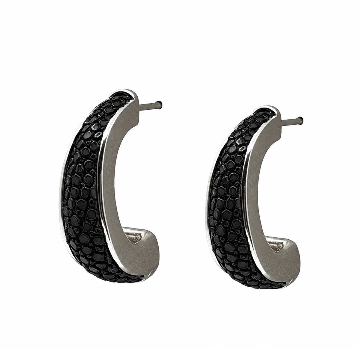 ELLE Silver Shagreen Inlay Earrings