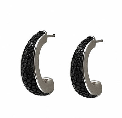 ELLE Silver Shagreen Inlay Earrings