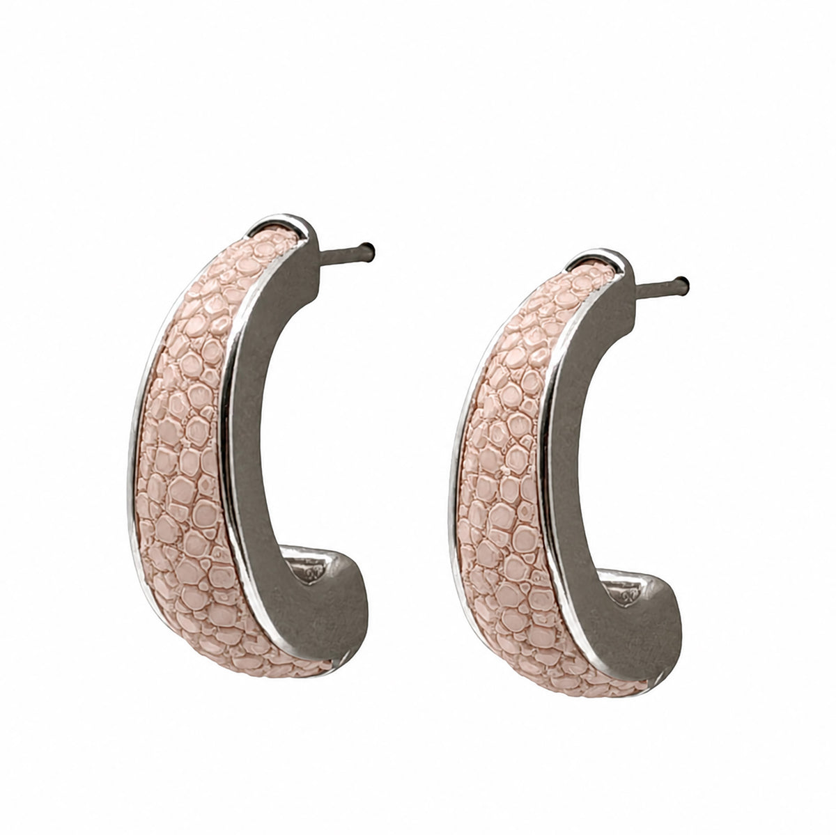 ELLE Silver Shagreen Inlay Earrings