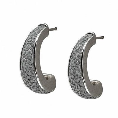 ELLE Silver Shagreen Inlay Earrings