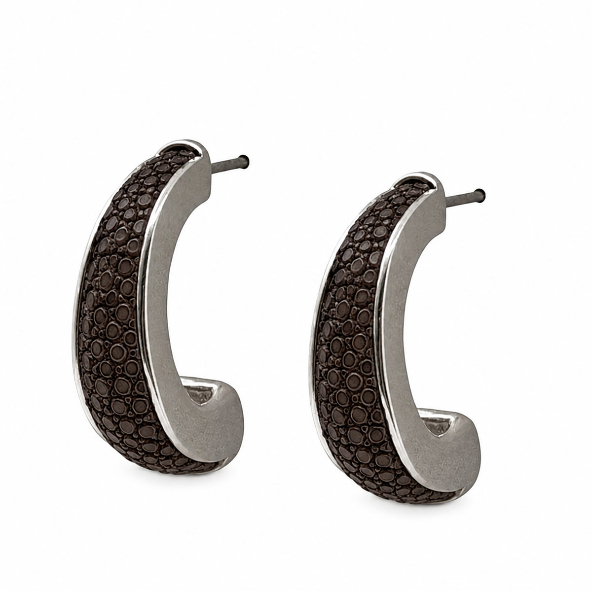 ELLE Silver Shagreen Inlay Earrings