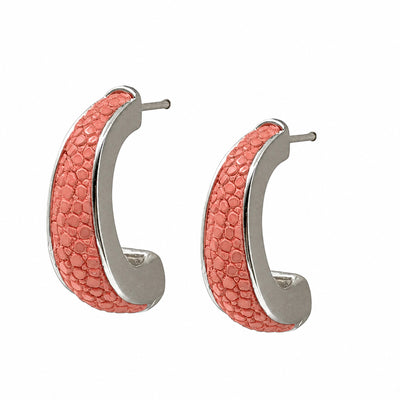 ELLE Silver Shagreen Inlay Earrings