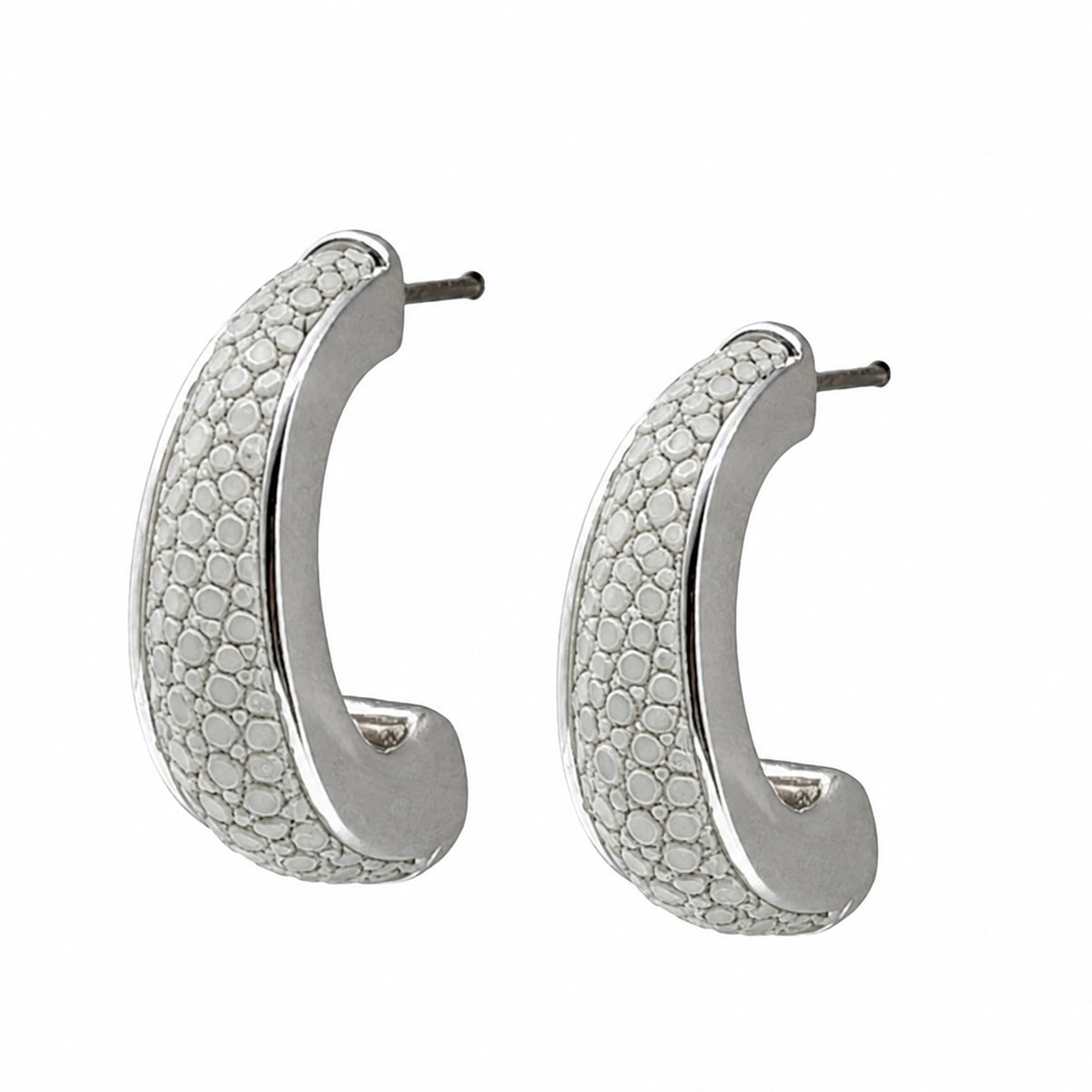 ELLE Silver Shagreen Inlay Earrings