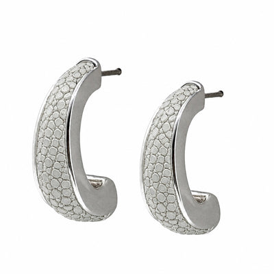 ELLE Silver Shagreen Inlay Earrings