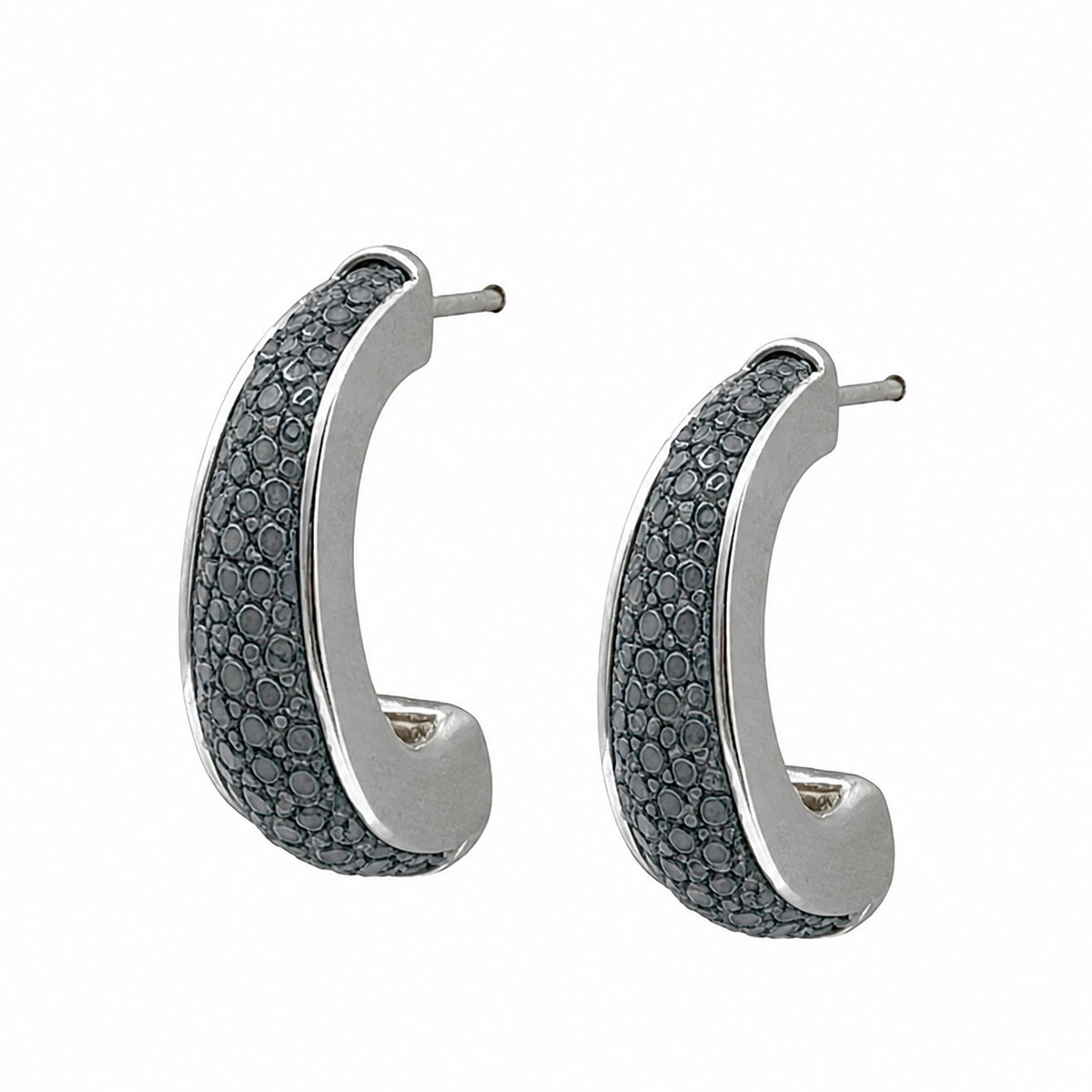 ELLE Silver Shagreen Inlay Earrings