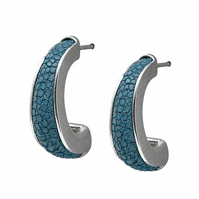 ELLE Silver Shagreen Inlay Earrings
