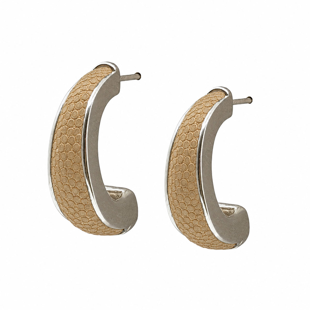 ELLE Silver Shagreen Inlay Earrings