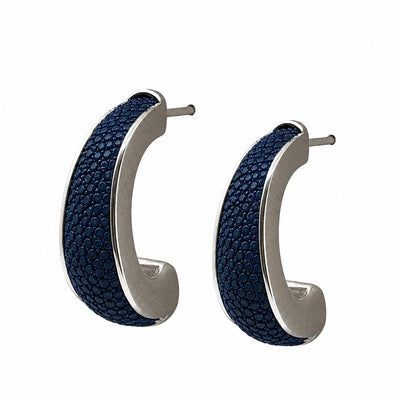ELLE Silver Shagreen Inlay Earrings