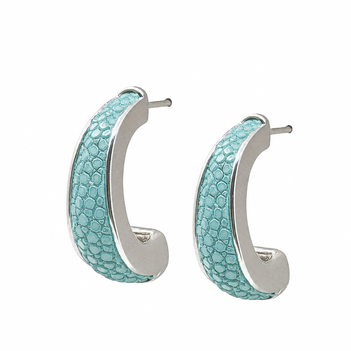 ELLE Silver Shagreen Inlay Earrings