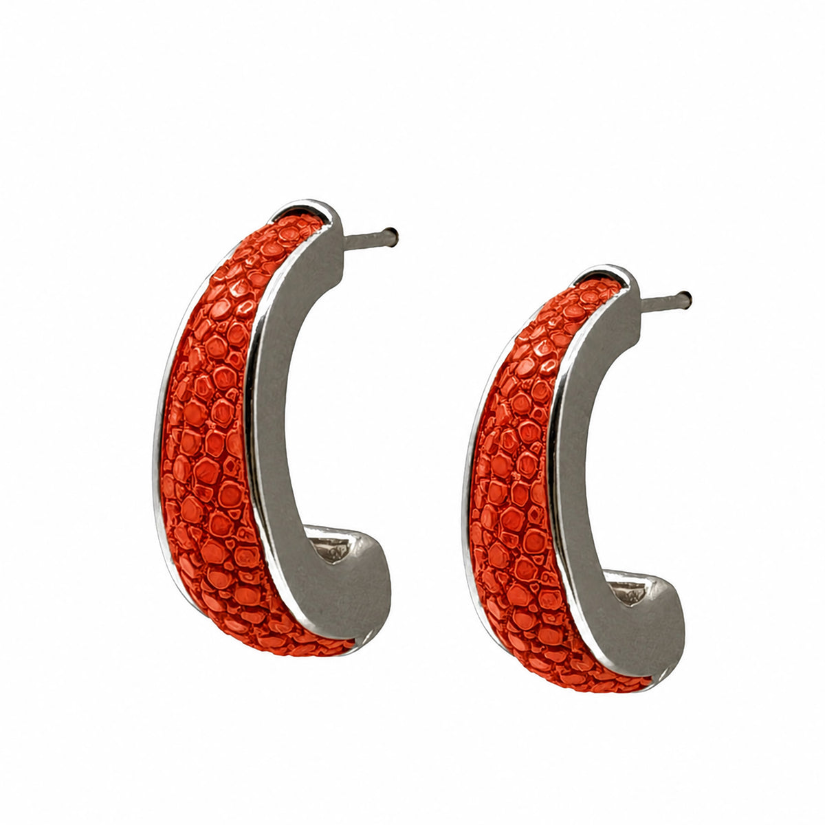 ELLE Silver Shagreen Inlay Earrings