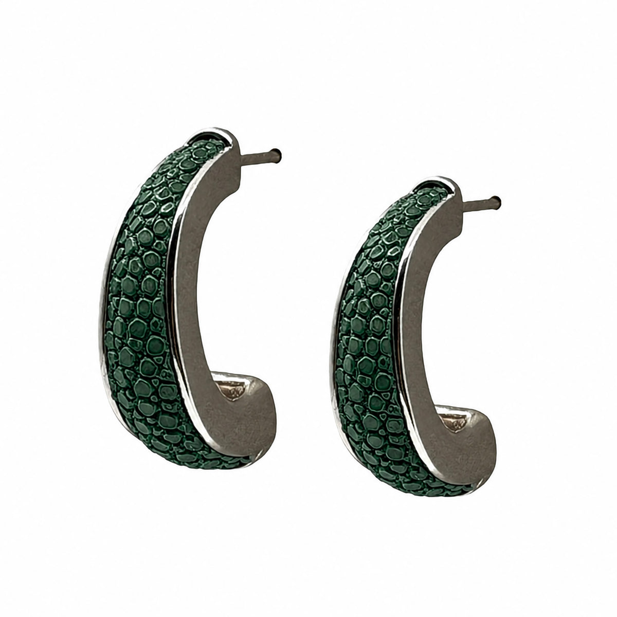 ELLE Silver Shagreen Inlay Earrings