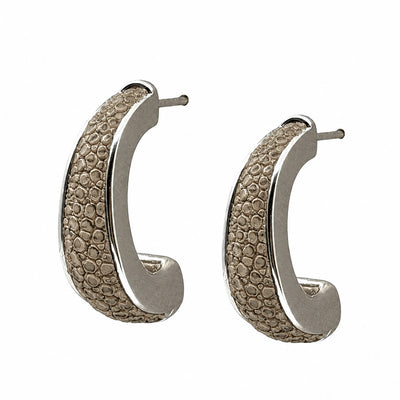 ELLE Silver Shagreen Inlay Earrings