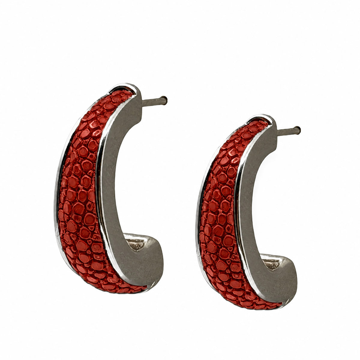 ELLE Silver Shagreen Inlay Earrings