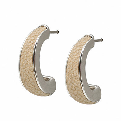 ELLE Silver Shagreen Inlay Earrings