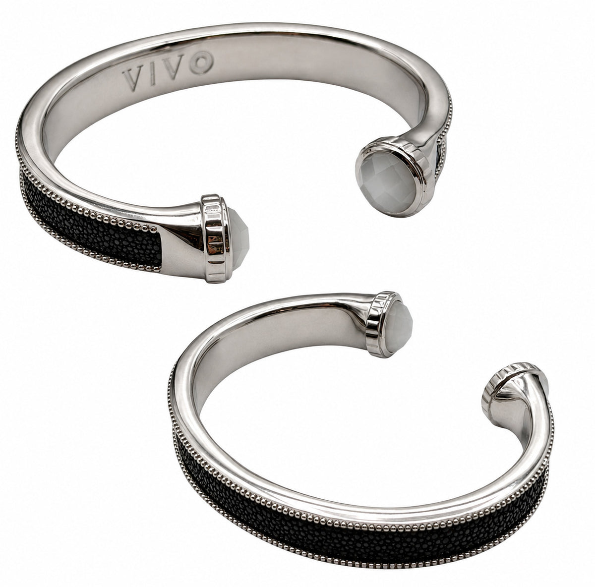 ARIEL Silver And Moonstone Shagreen Cuff