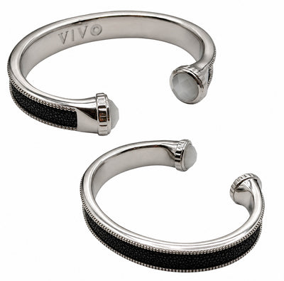 ARIEL Silver And Moonstone Shagreen Cuff