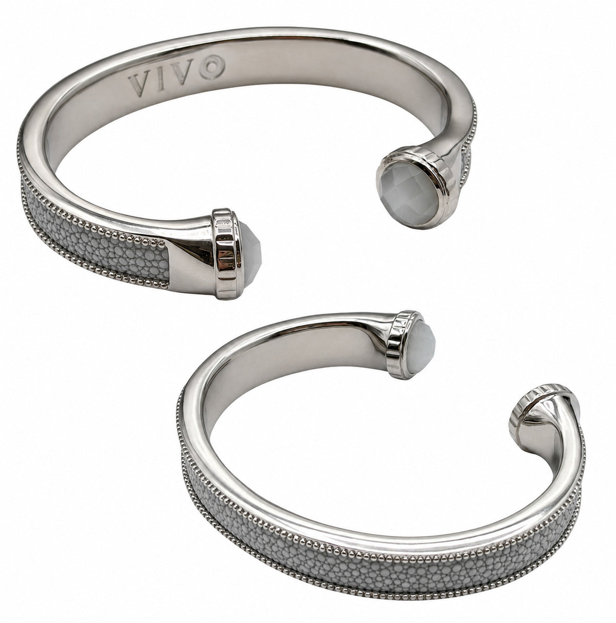 ARIEL Silver And Moonstone Shagreen Cuff