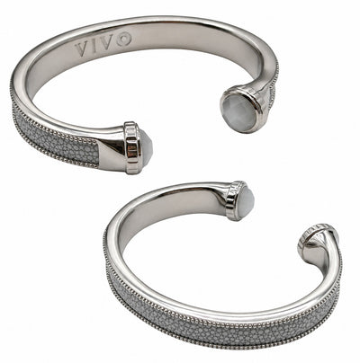 ARIEL Silver And Moonstone Shagreen Cuff