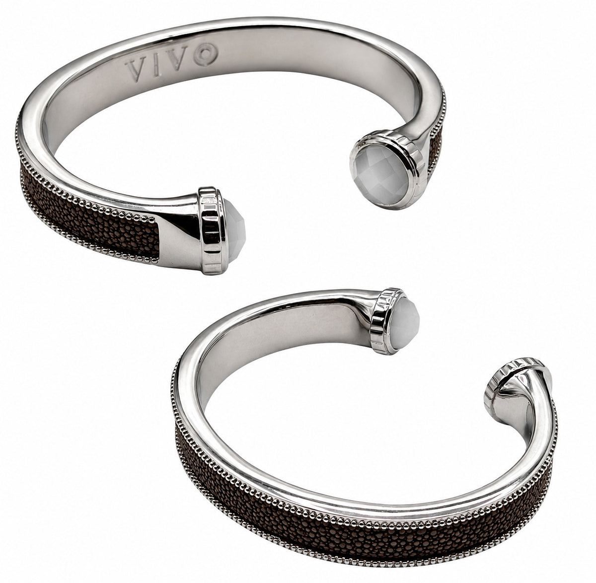 ARIEL Silver And Moonstone Shagreen Cuff