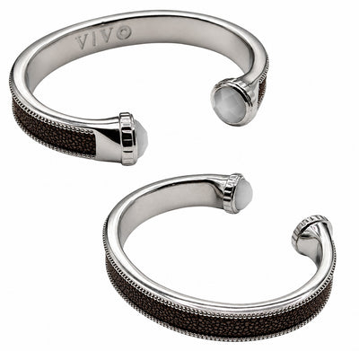ARIEL Silver And Moonstone Shagreen Cuff