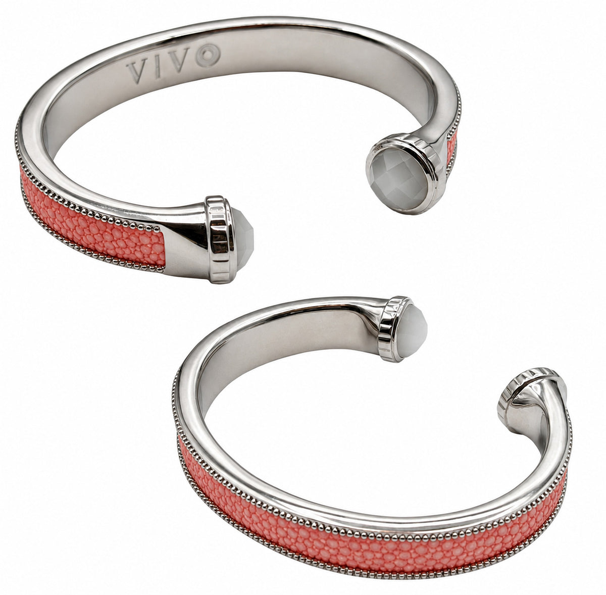 ARIEL Silver And Moonstone Shagreen Cuff