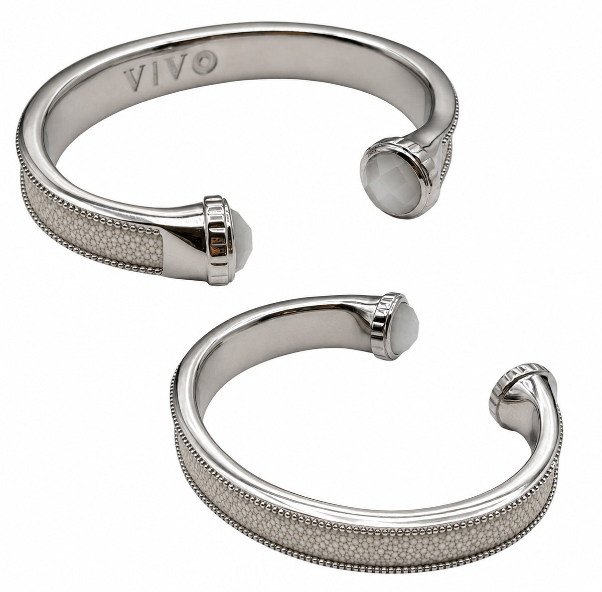 ARIEL Silver And Moonstone Shagreen Cuff