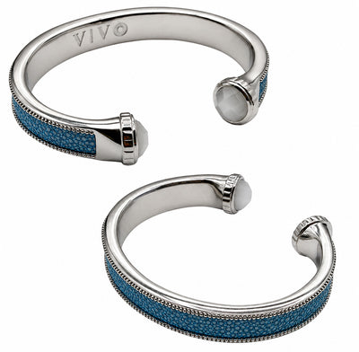 ARIEL Silver And Moonstone Shagreen Cuff