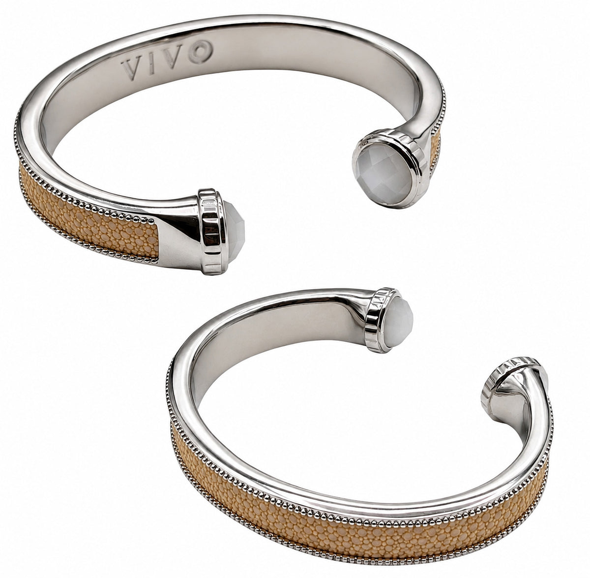 ARIEL Silver And Moonstone Shagreen Cuff