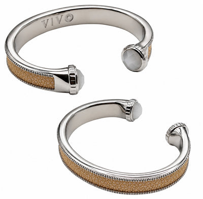 ARIEL Silver And Moonstone Shagreen Cuff