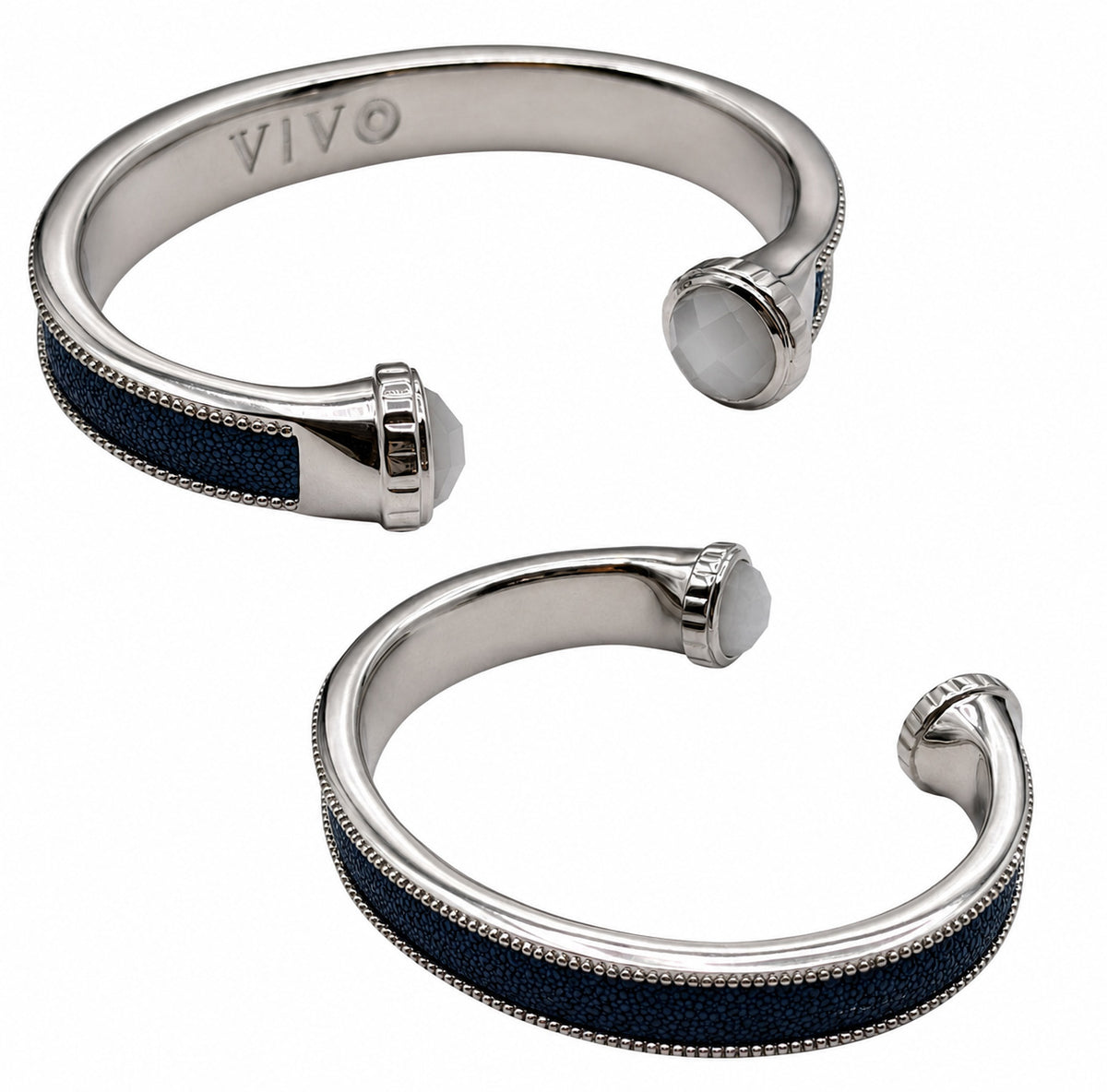 ARIEL Silver And Moonstone Shagreen Cuff