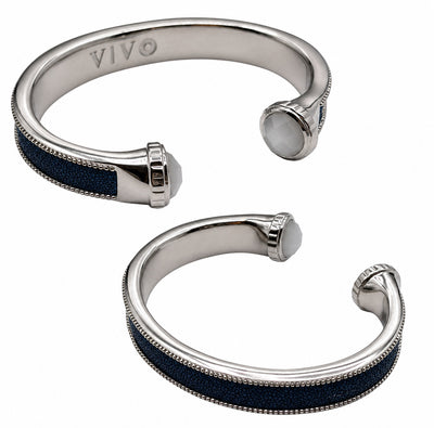 ARIEL Silver And Moonstone Shagreen Cuff