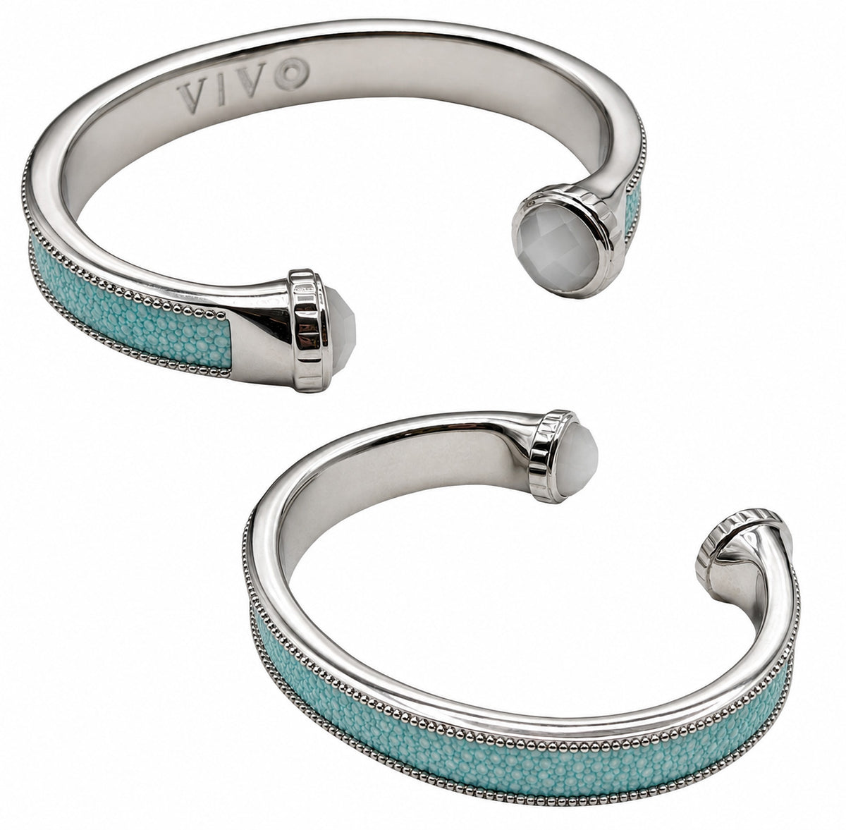 ARIEL Silver And Moonstone Shagreen Cuff