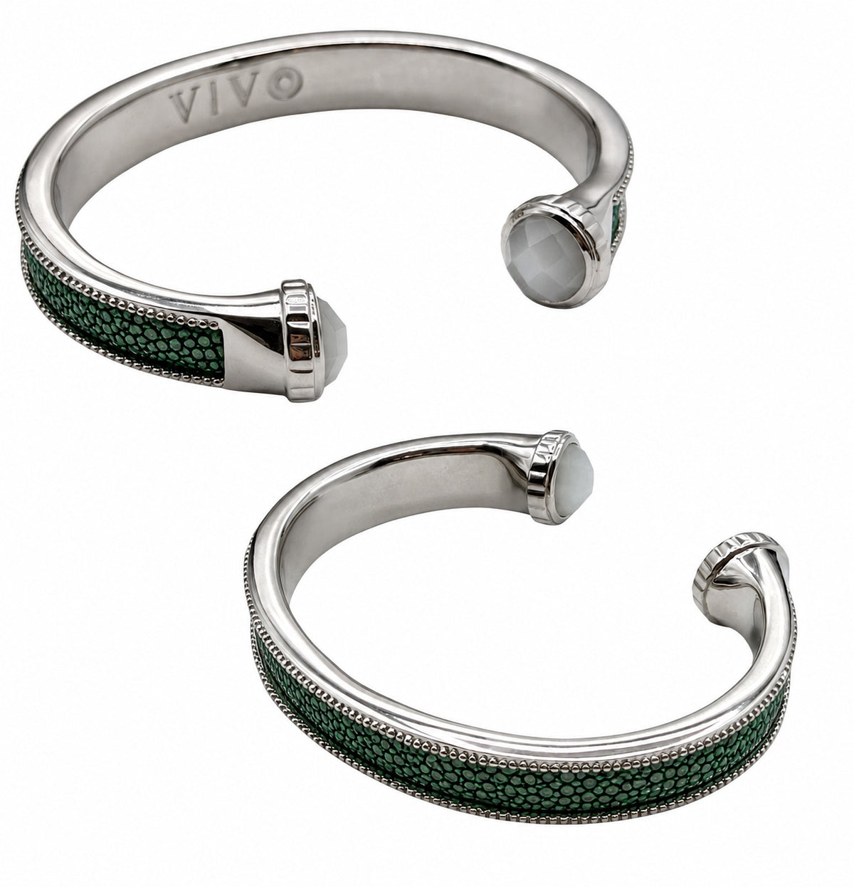 ARIEL Silver And Moonstone Shagreen Cuff