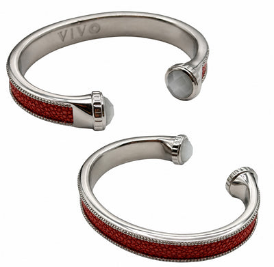 ARIEL Silver And Moonstone Shagreen Cuff