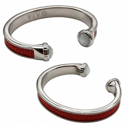 ARIEL Silver And Moonstone Shagreen Cuff