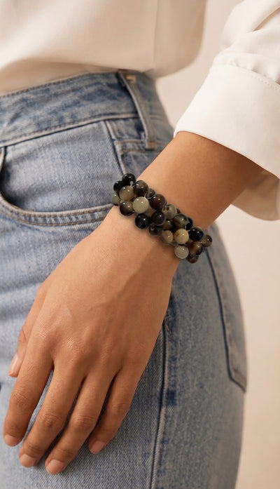 OSB7  Genuine Horn Bead Bracelet