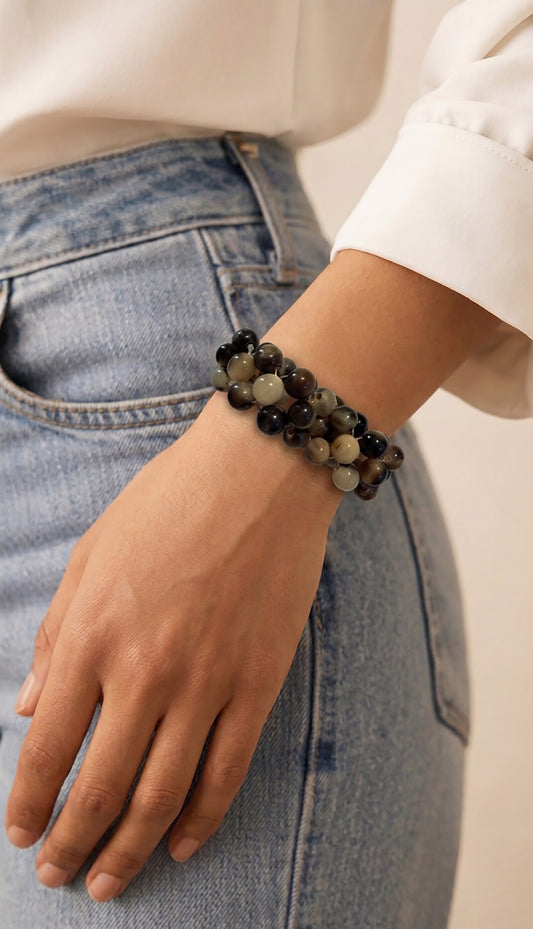 OSB7  Genuine Horn Bead Bracelet
