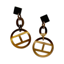 OSE18 Dark Circle Carved Horn Earrings on Post