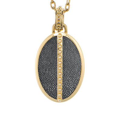 Ava Yellow Gold Pendant  Shagreen