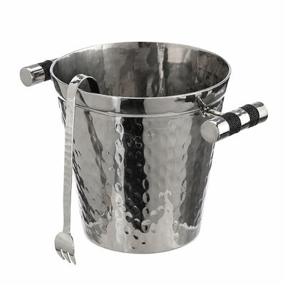 Hand Forged SS Ice Bucket Shagreen Inlay