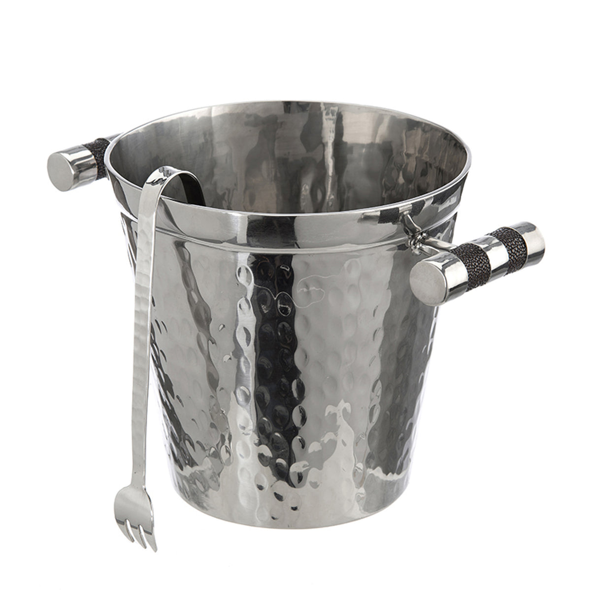 Hand Forged SS Ice Bucket Shagreen Inlay
