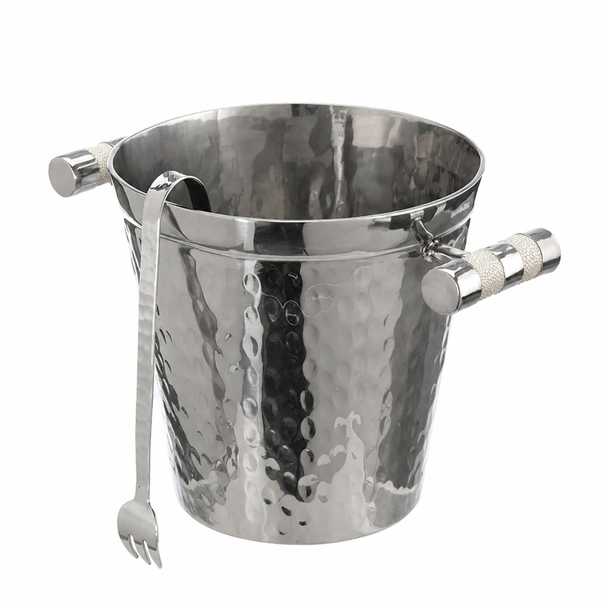 Hand Forged SS Ice Bucket Shagreen Inlay