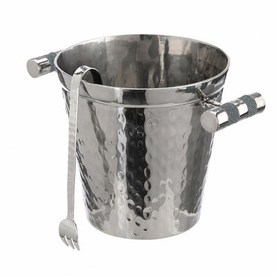 Hand Forged SS Ice Bucket Shagreen Inlay