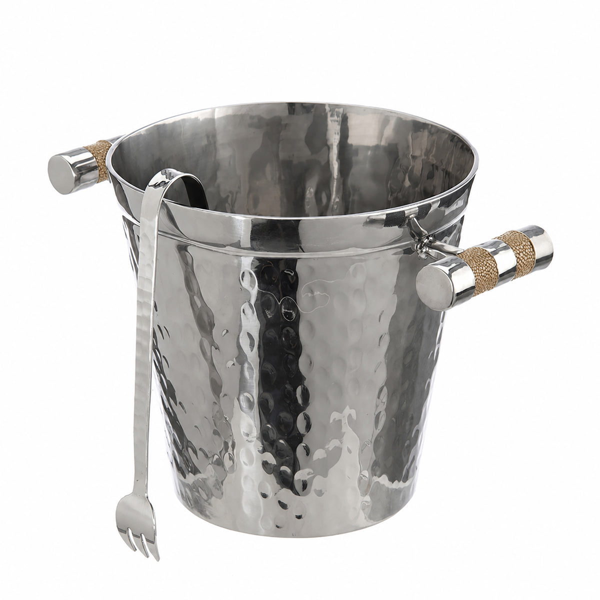Hand Forged SS Ice Bucket Shagreen Inlay